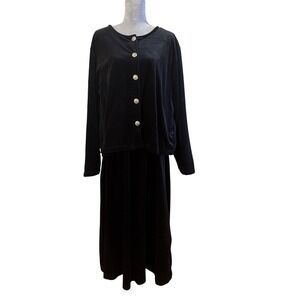 Vintage DIANE VON FURSTENBERG THE COLOR AUTHORITY Black Velvet Dress 3X 90s‎ Y2K